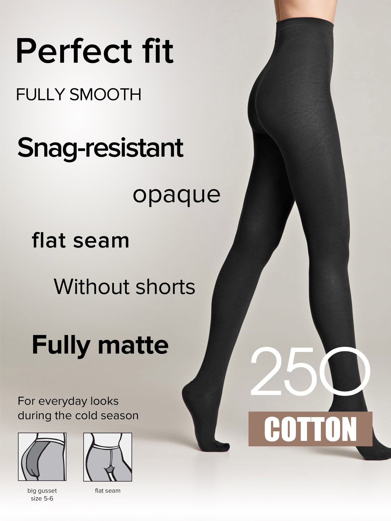 Tights Conte Cotton 250 Den - Warm Opaque