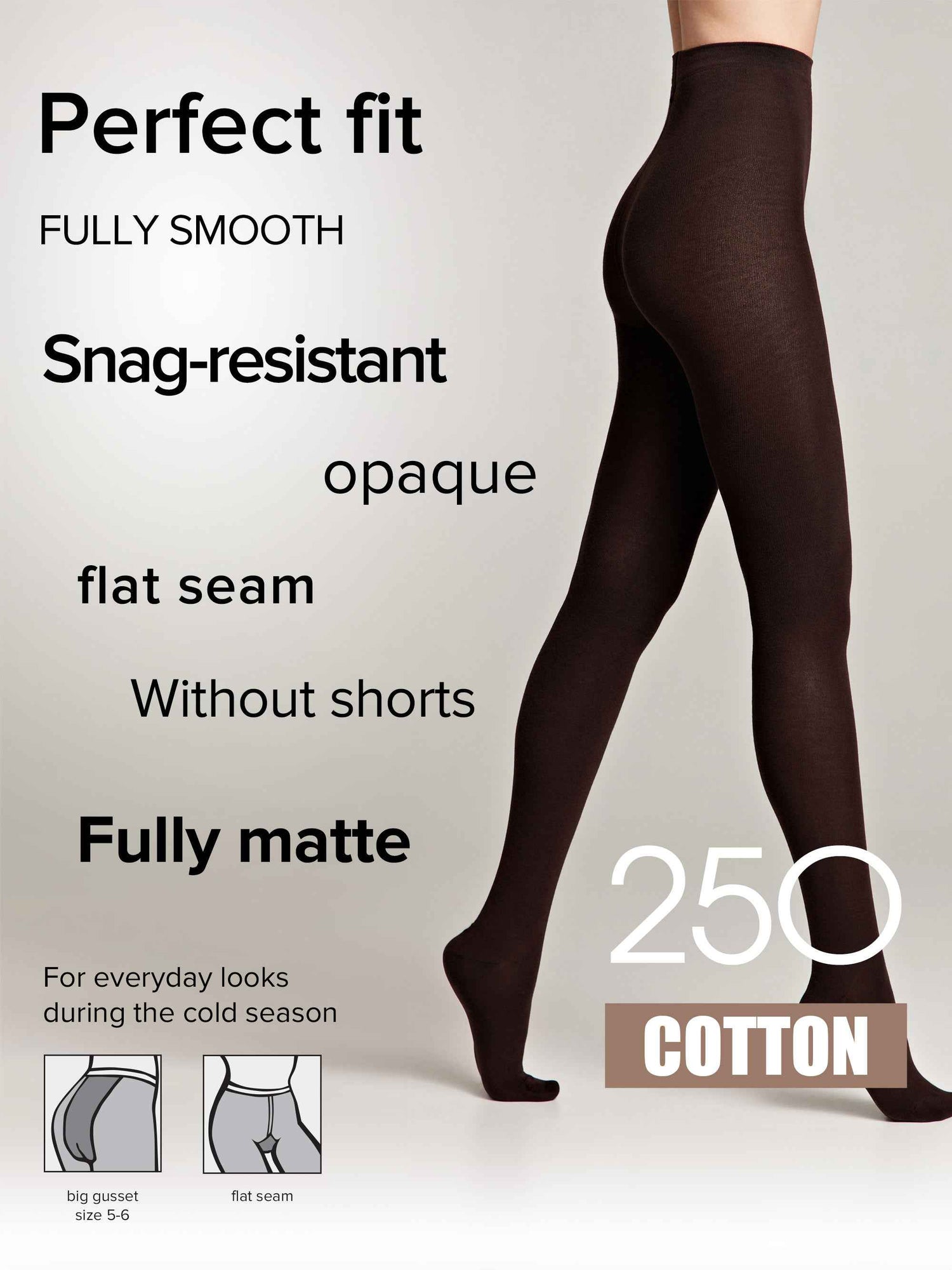 Tights Conte Cotton 250 Den - Warm Opaque
