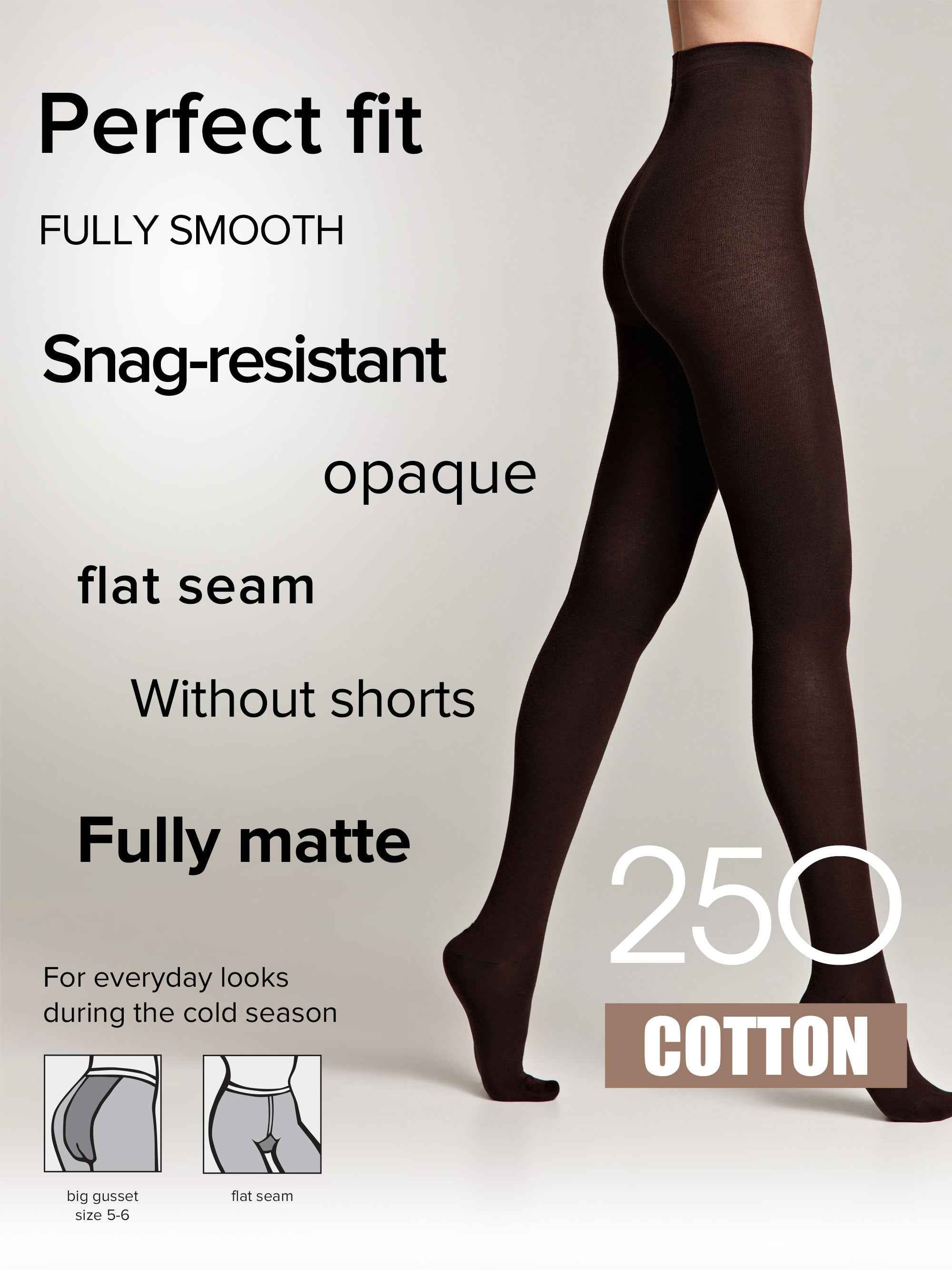 Tights Conte Cotton 250 Den - Warm Opaque