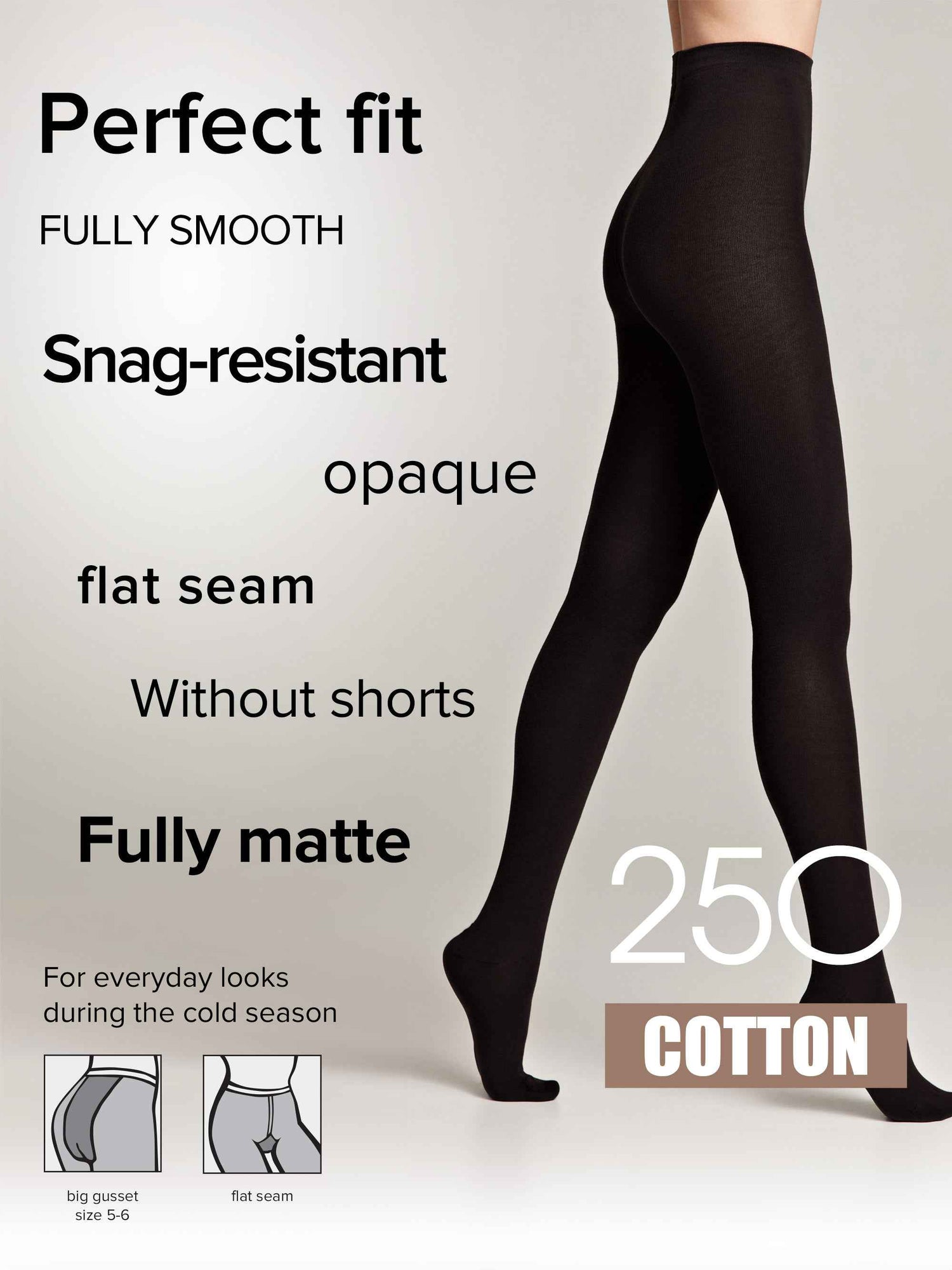 Tights Conte Cotton 250 Den - Warm Opaque