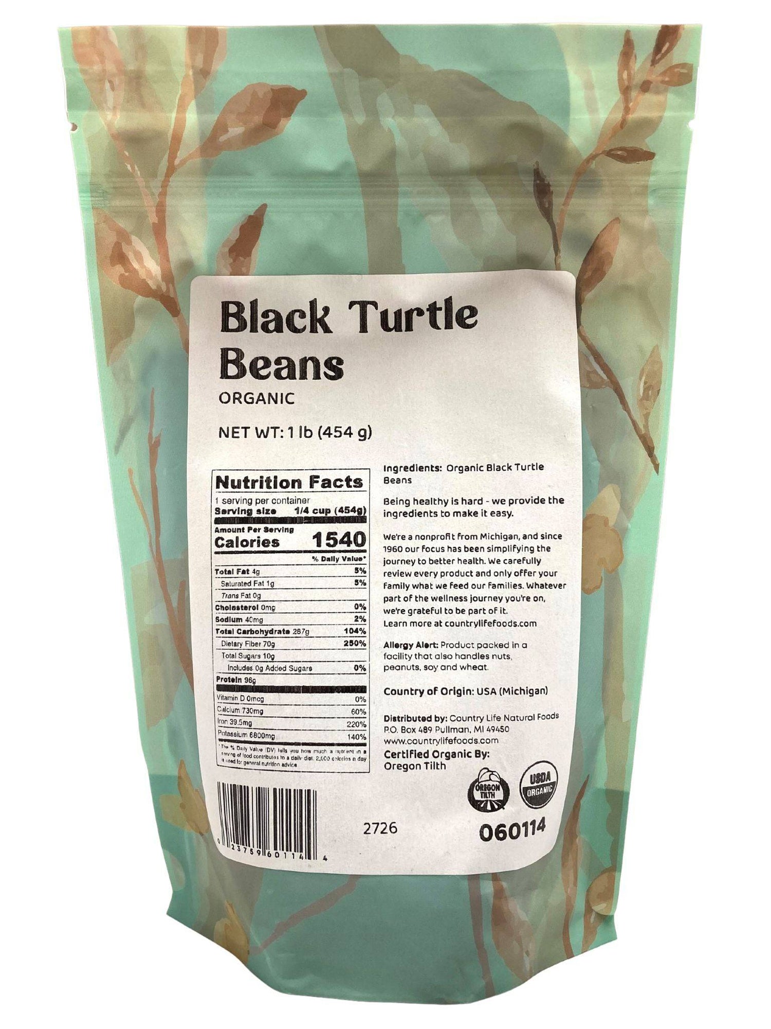 Black Turtle Beans, Organic by Country Life Natural Foods
