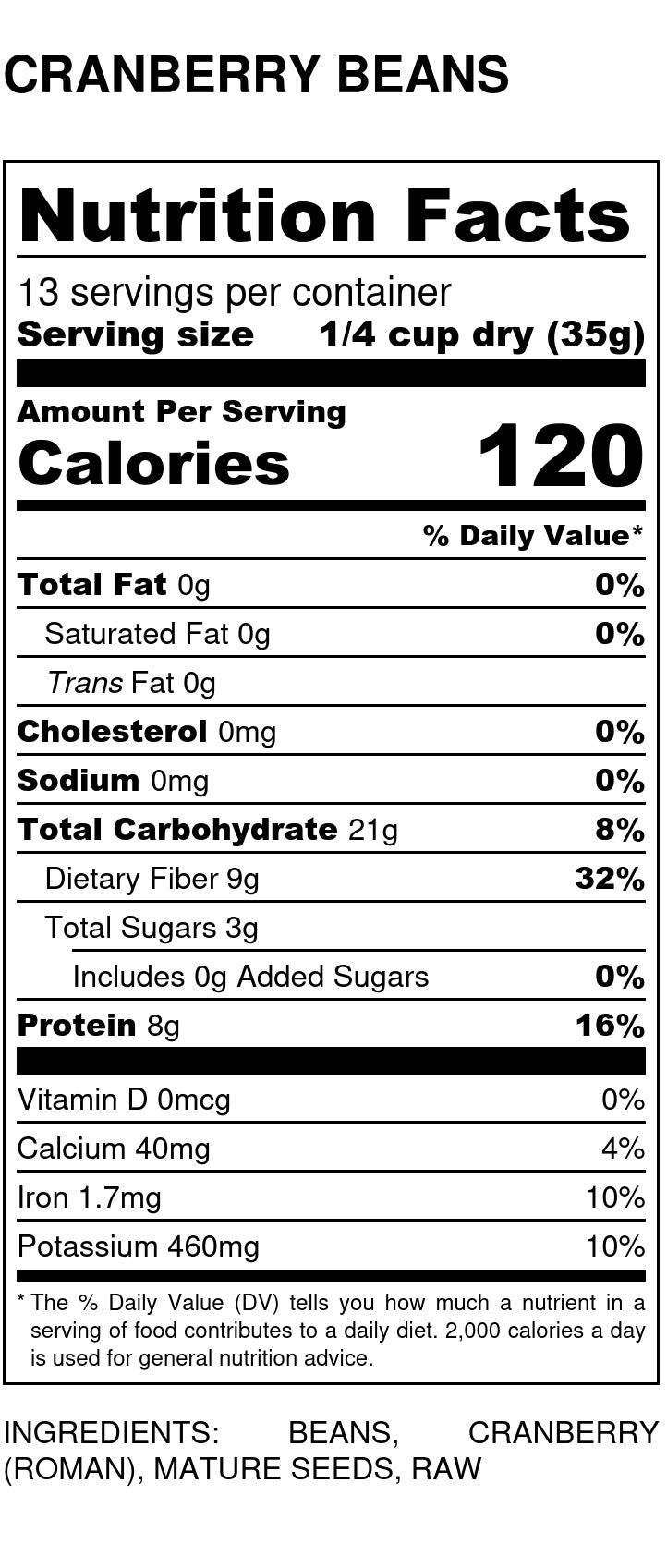 Cranberry Beans, Organic by Country Life Natural Foods