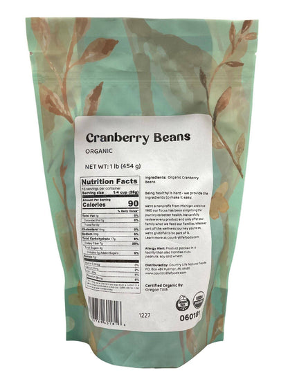 Cranberry Beans, Organic by Country Life Natural Foods