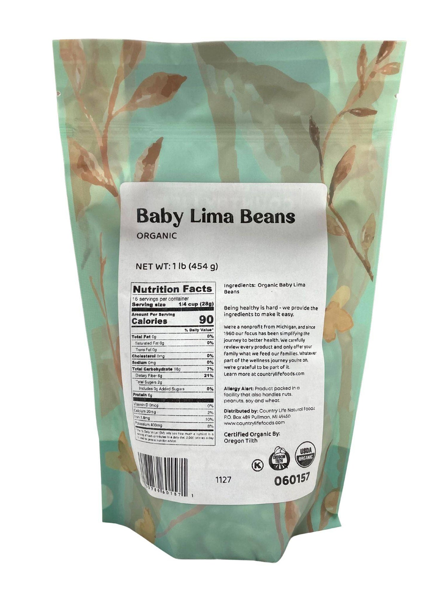 Baby Lima Beans, Organic by Country Life Natural Foods