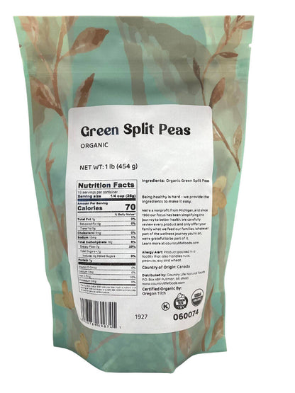 Peas, Green, Organic, Split by Country Life Natural Foods