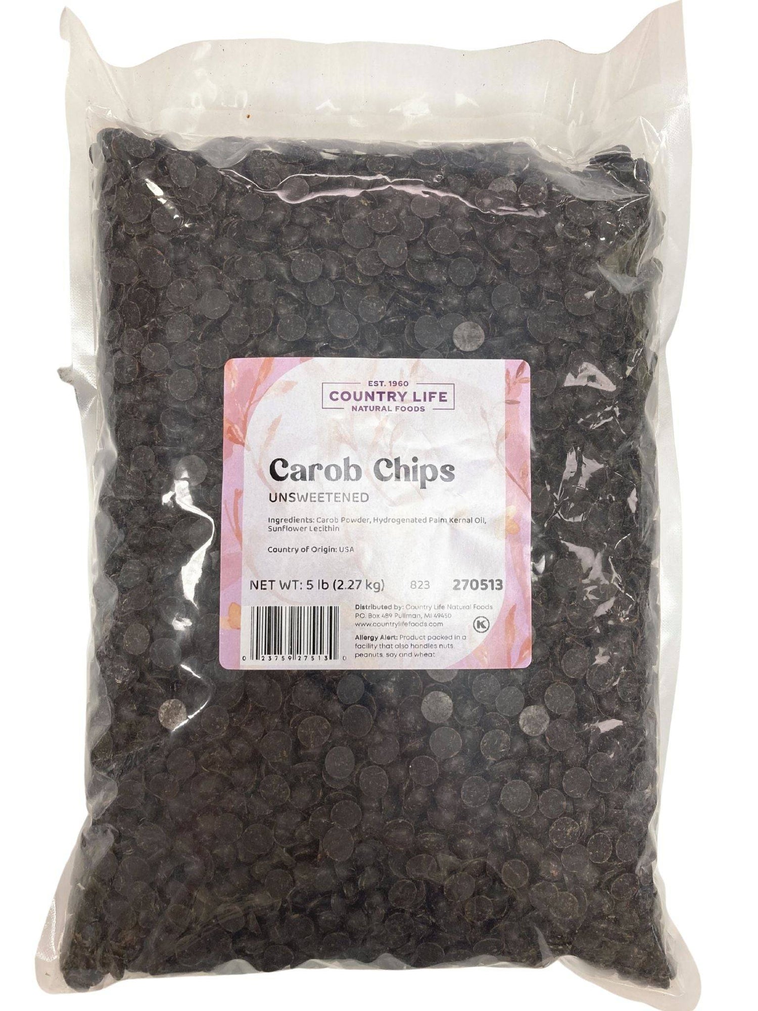 Carob Chips, Unsweetened by Country Life Natural Foods
