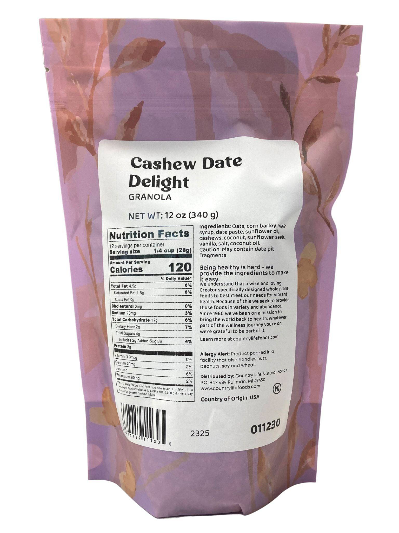 Slow-Baked Cashew Date Granola by Country Life Natural Foods
