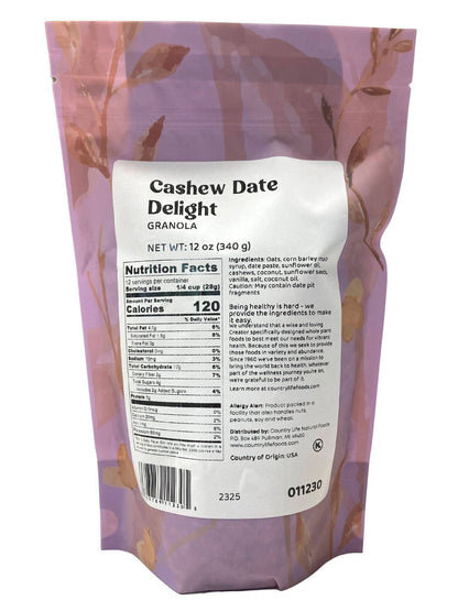 Slow-Baked Cashew Date Granola by Country Life Natural Foods