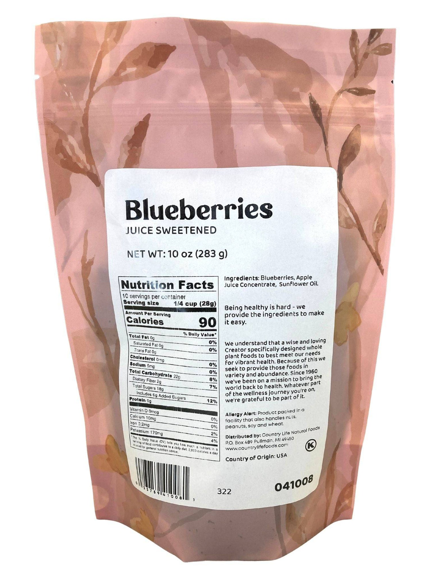 Blueberries, Juice Sweetened by Country Life Natural Foods