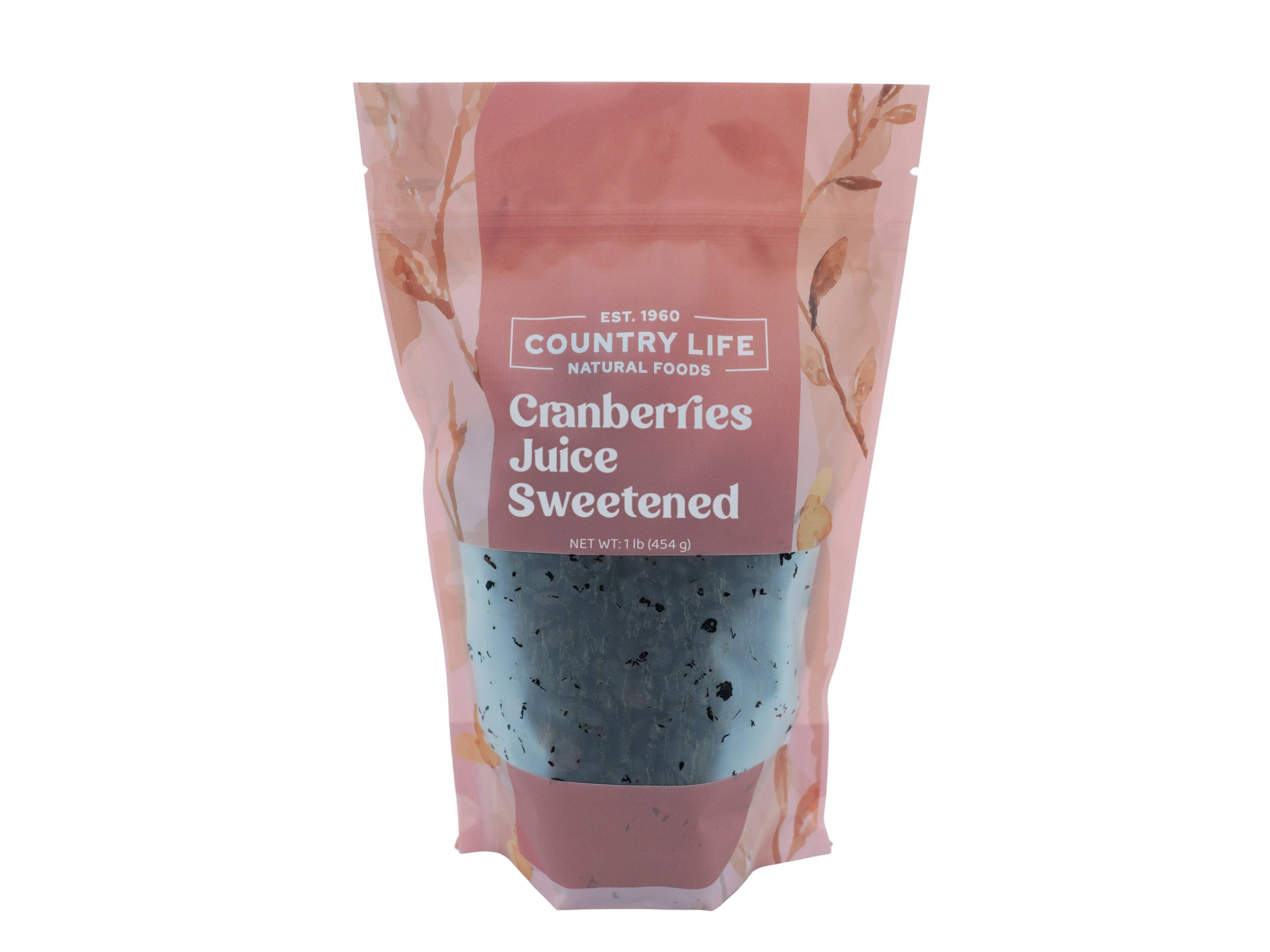 Cranberries, Juice Sweetened by Country Life Natural Foods