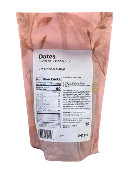 Dates, Chopped, Rice Flour by Country Life Natural Foods