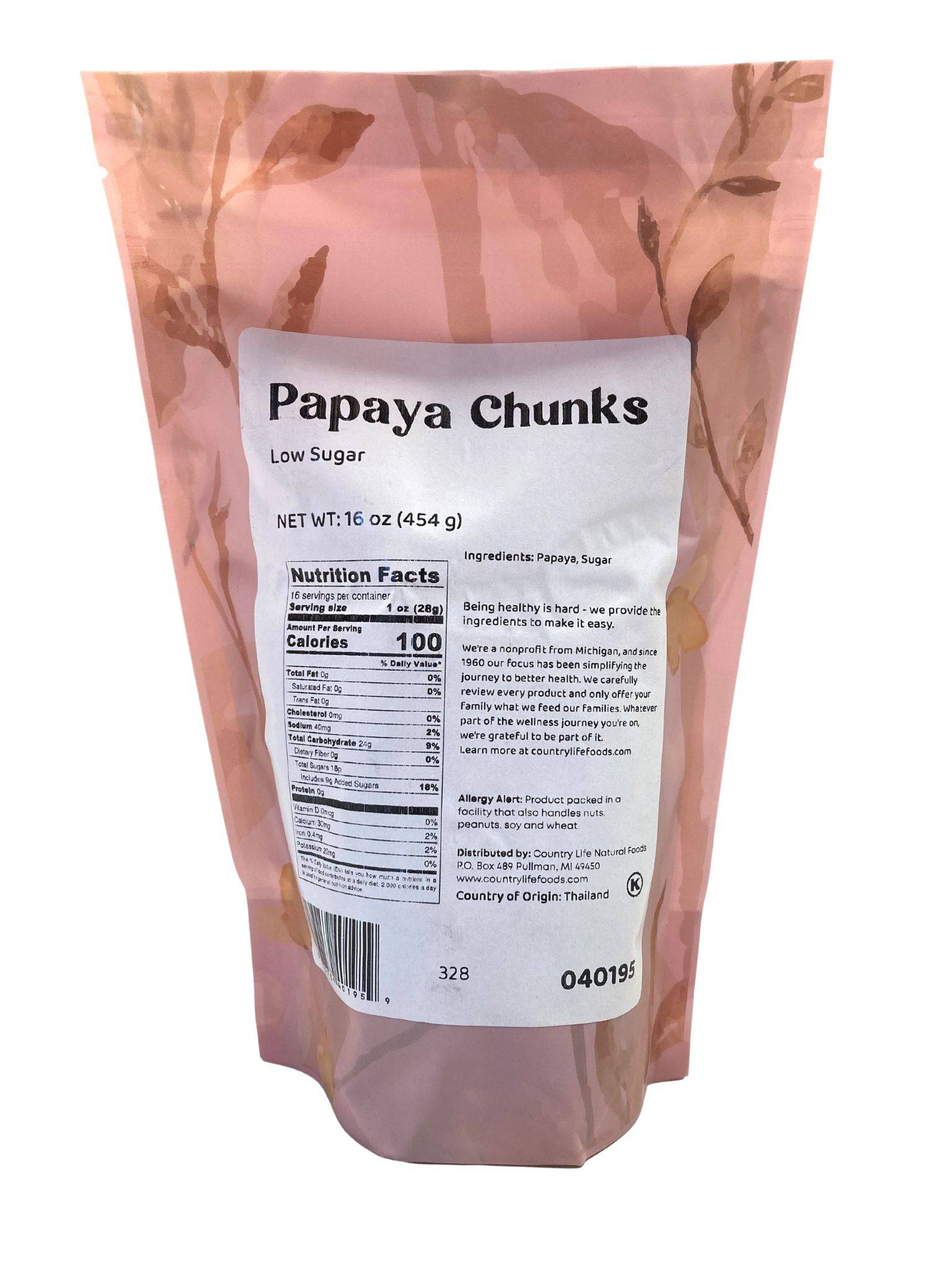 Papaya Chunks, Low Sugar by Country Life Natural Foods
