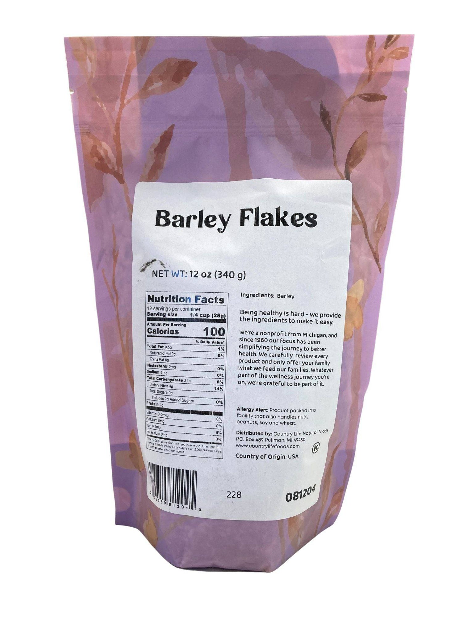 Barley, Rolled Flakes by Country Life Natural Foods