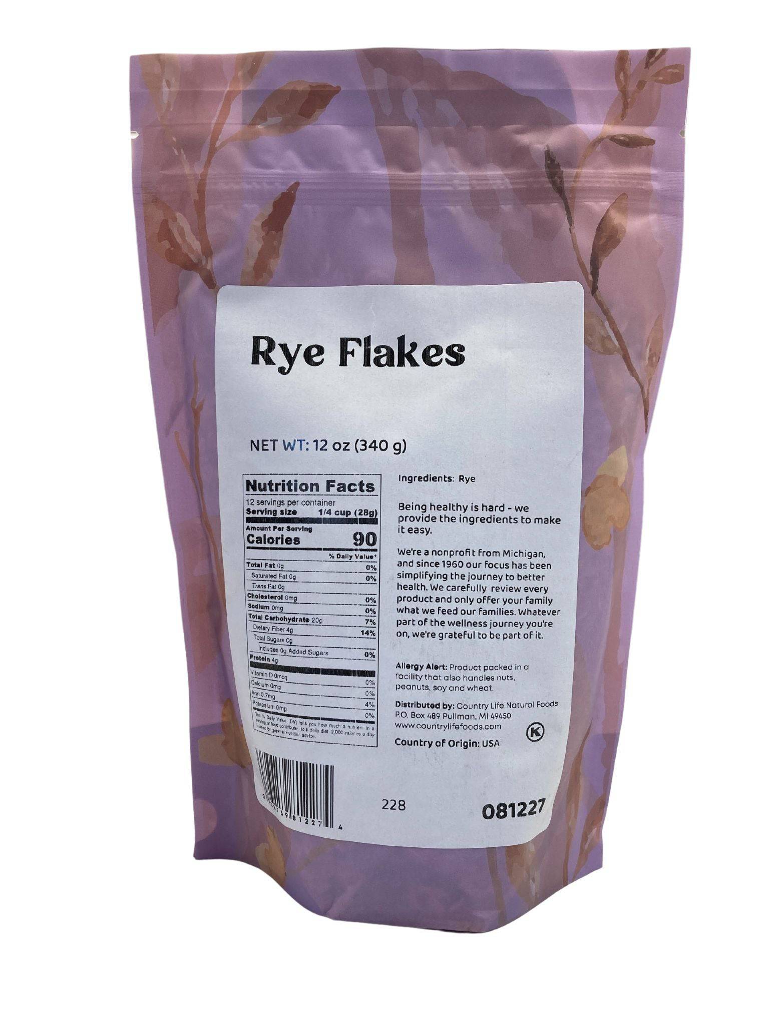 Rye, Rolled Flakes by Country Life Natural Foods