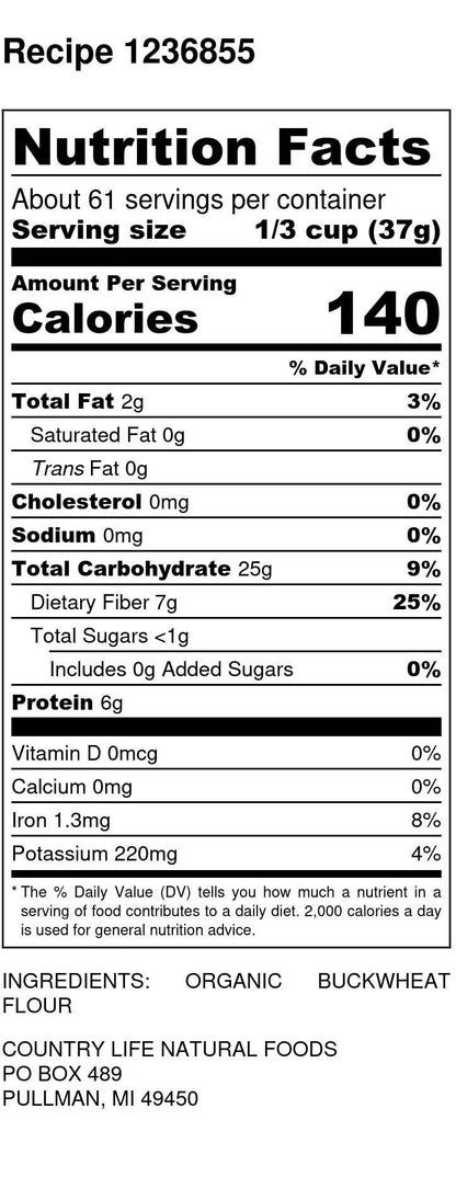 Buckwheat Flour, Organic by Country Life Natural Foods