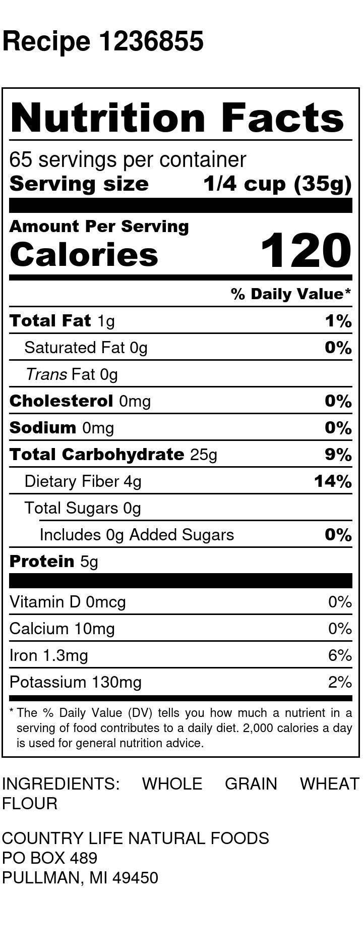 Whole Wheat Flour, Organic by Country Life Natural Foods