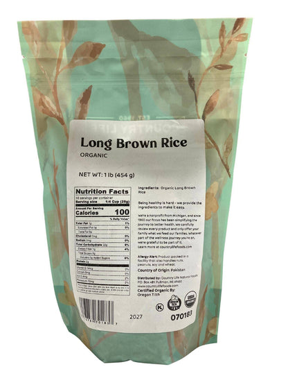 Long Rice, Brown, Organic by Country Life Natural Foods