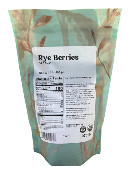 Rye Berries, Organic by Country Life Natural Foods