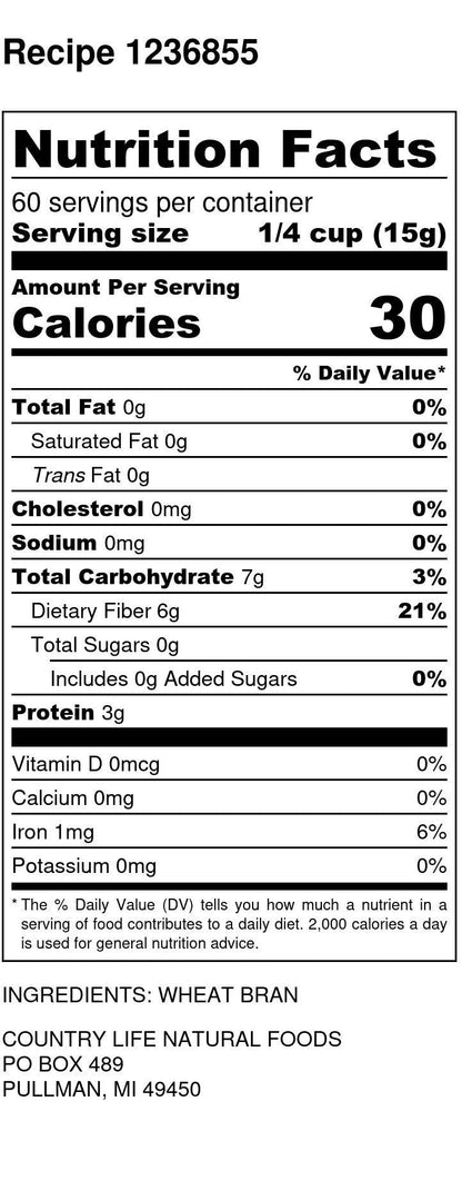 Wheat Bran, Organic by Country Life Natural Foods