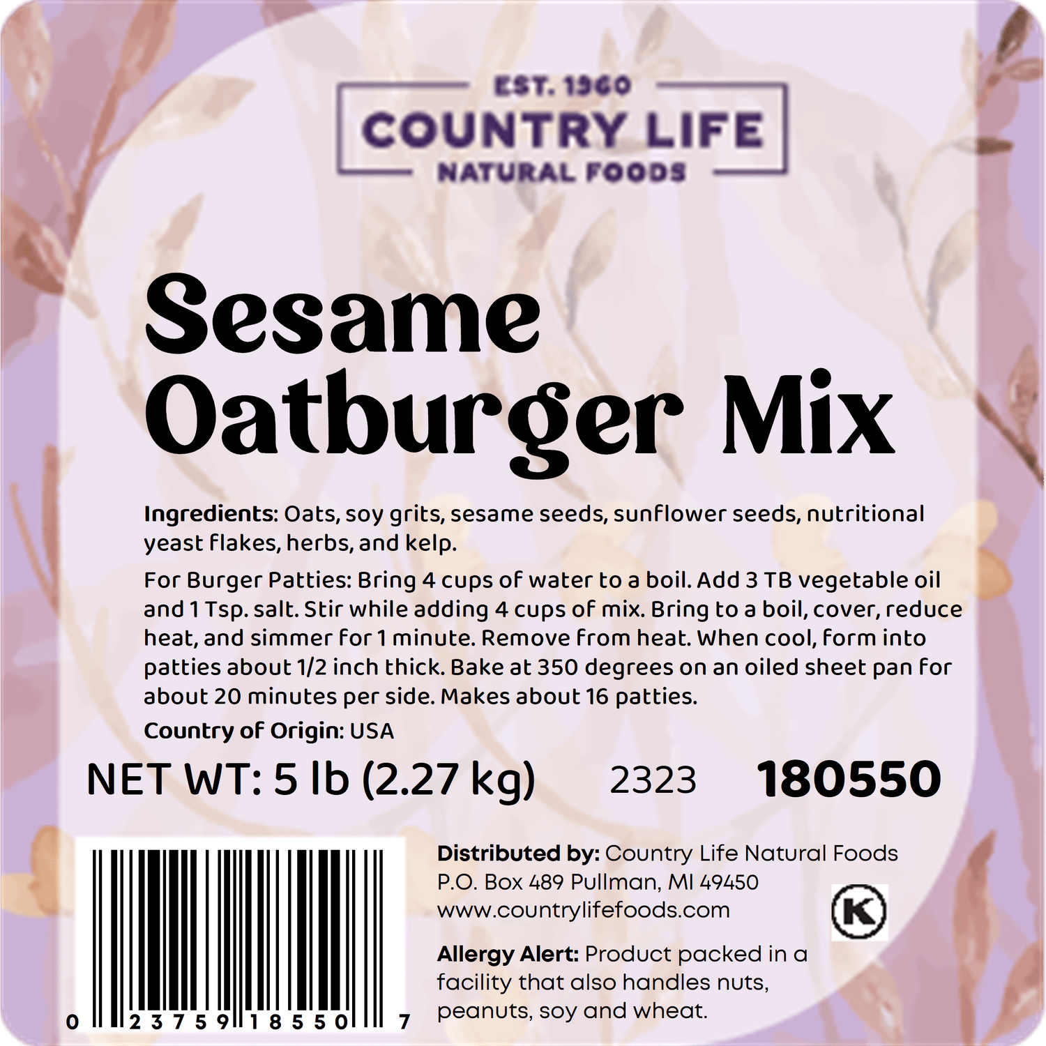 Sesame Oatburger Mix by Country Life Natural Foods