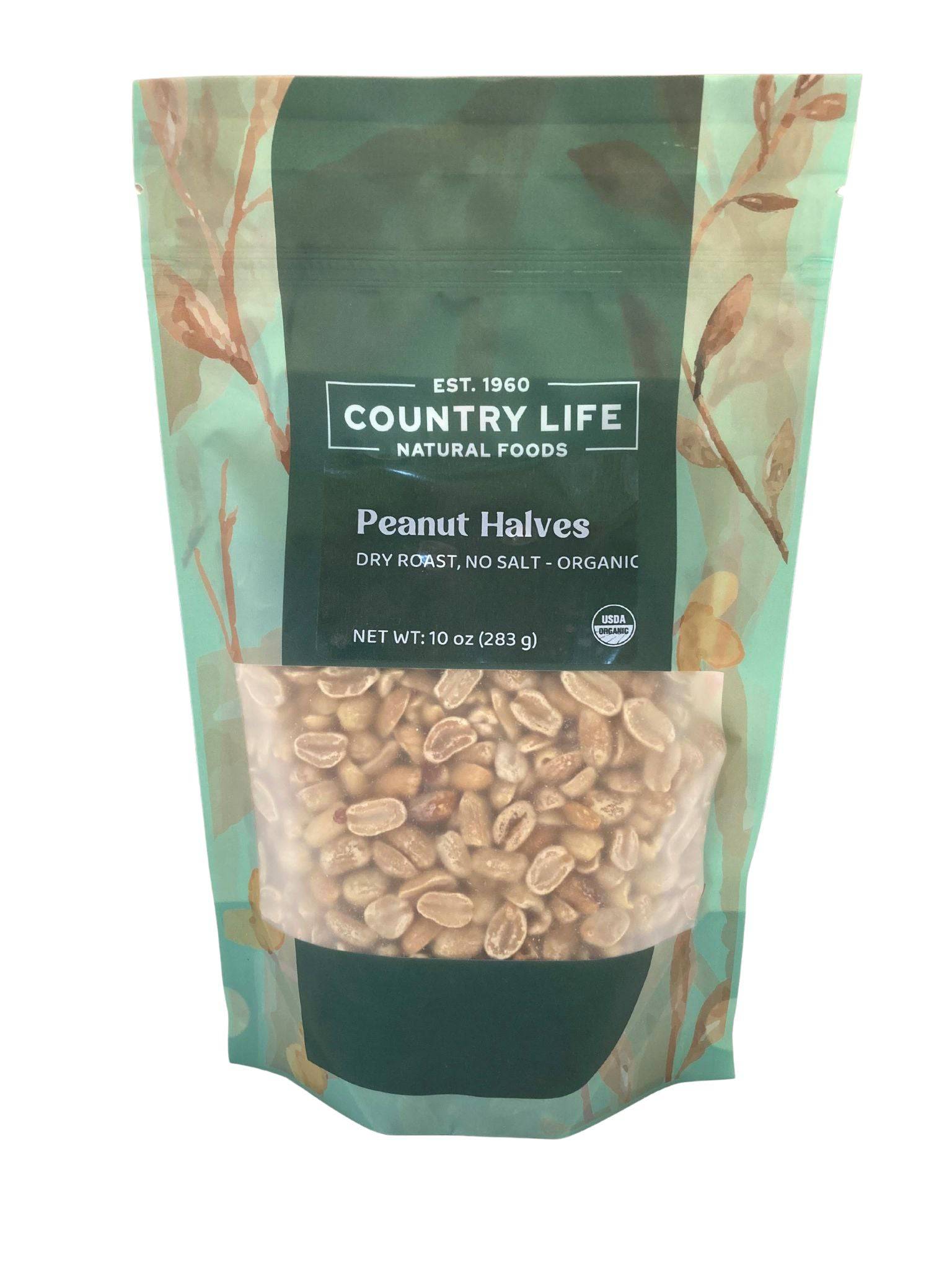 Peanuts, 1/2s Dry Roasted, No Salt, Organic by Country Life Natural Foods
