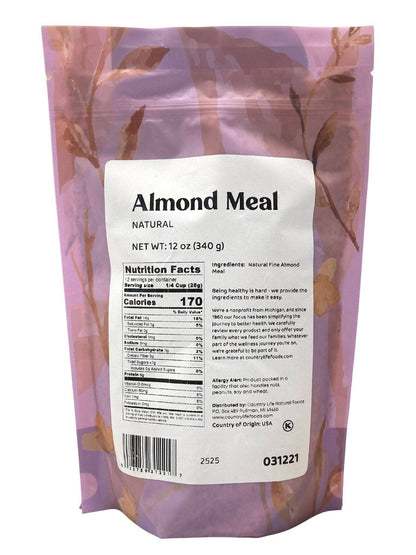 Almond Meal, Fine Ground, Natural by Country Life Natural Foods
