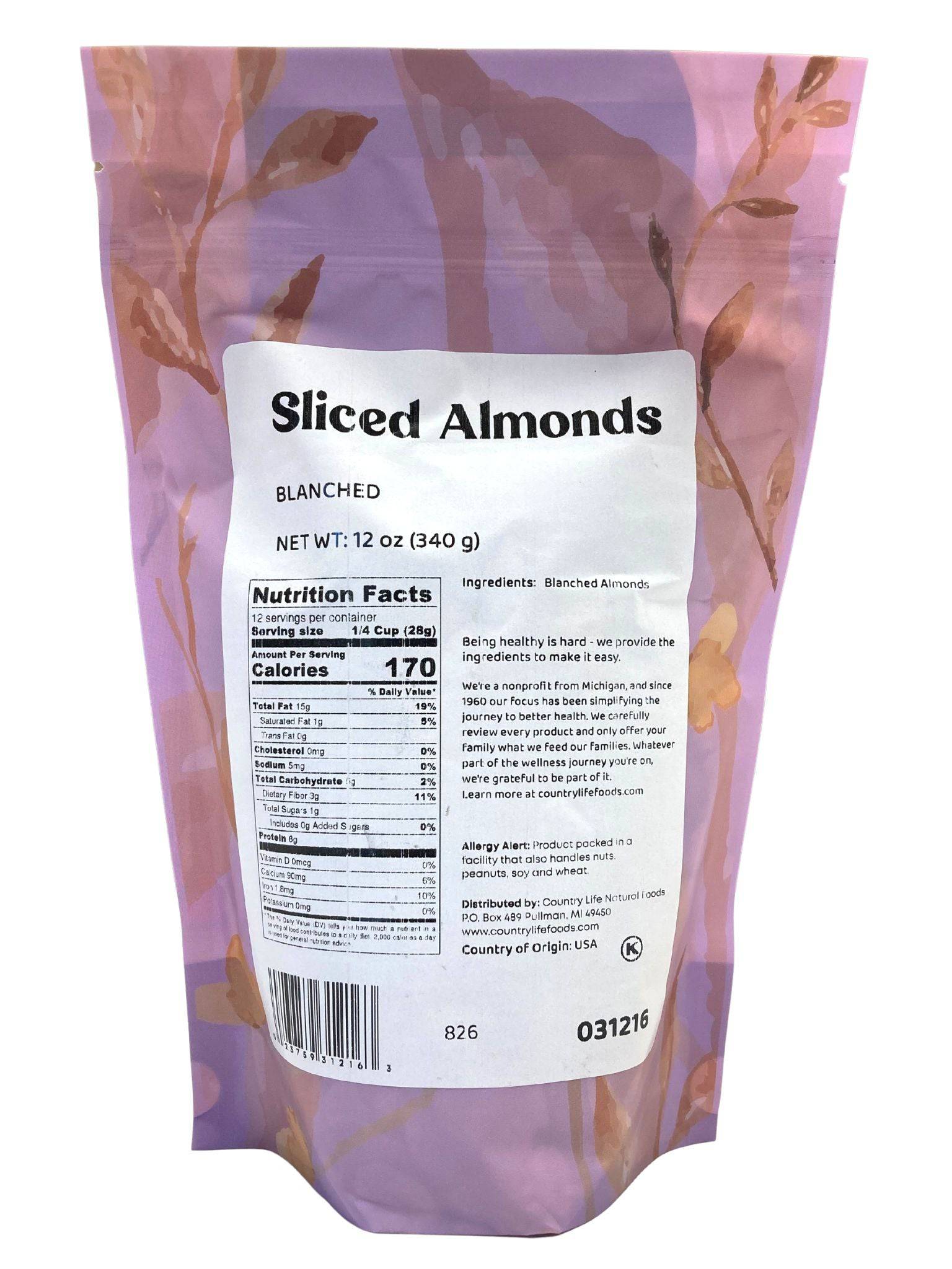 Almonds, Sliced, Blanched by Country Life Natural Foods