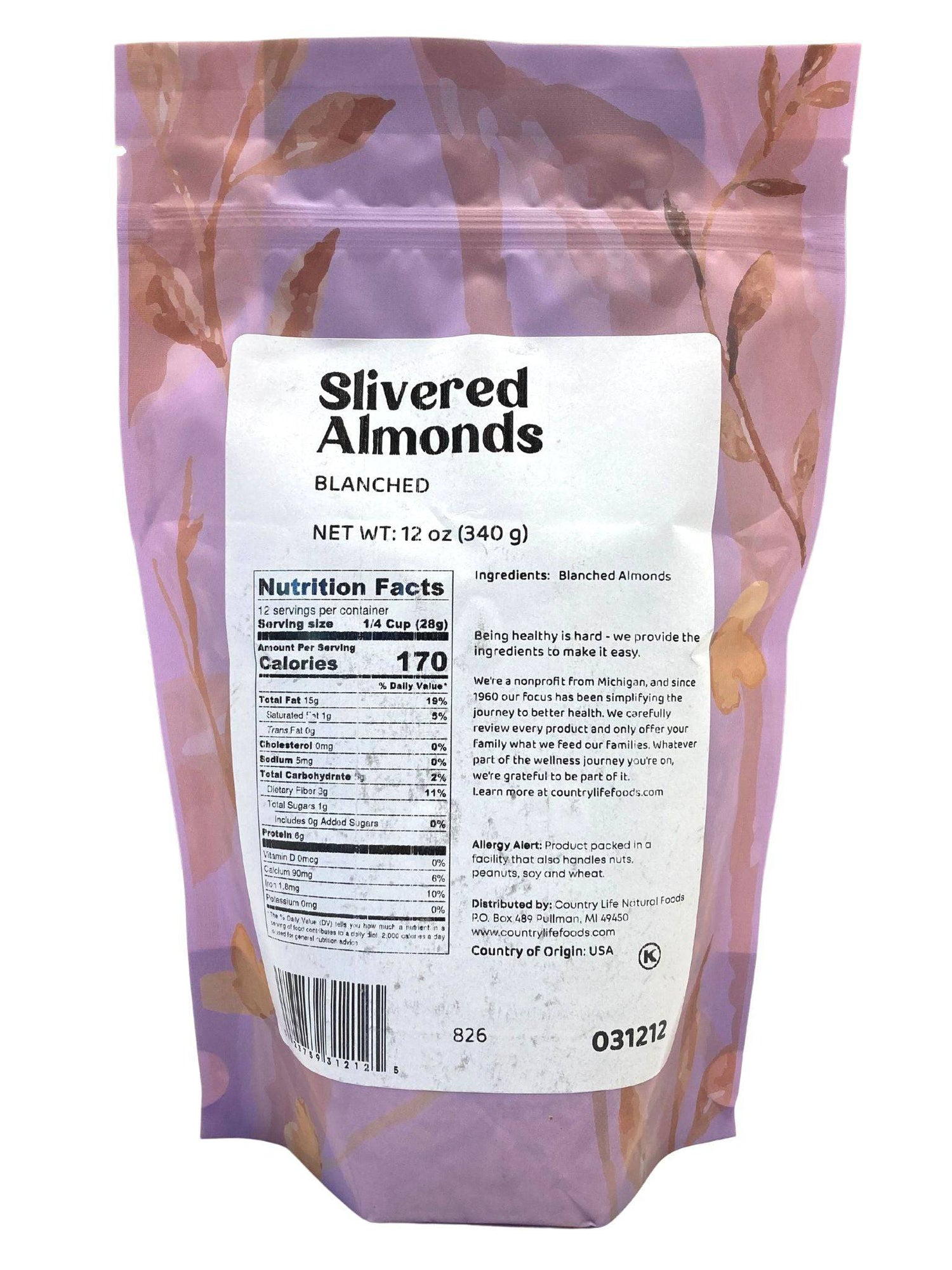 Almonds, Slivered, Blanched by Country Life Natural Foods