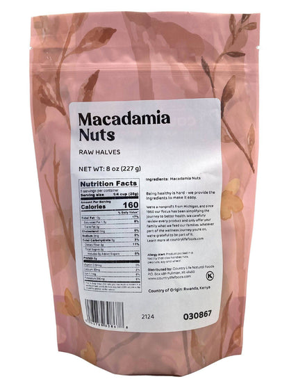 Macadamia Nut Halves by Country Life Natural Foods