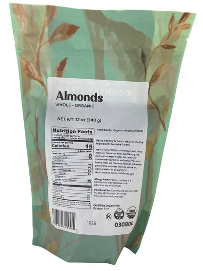 Almonds, Whole, Organic (Raw) by Country Life Natural Foods