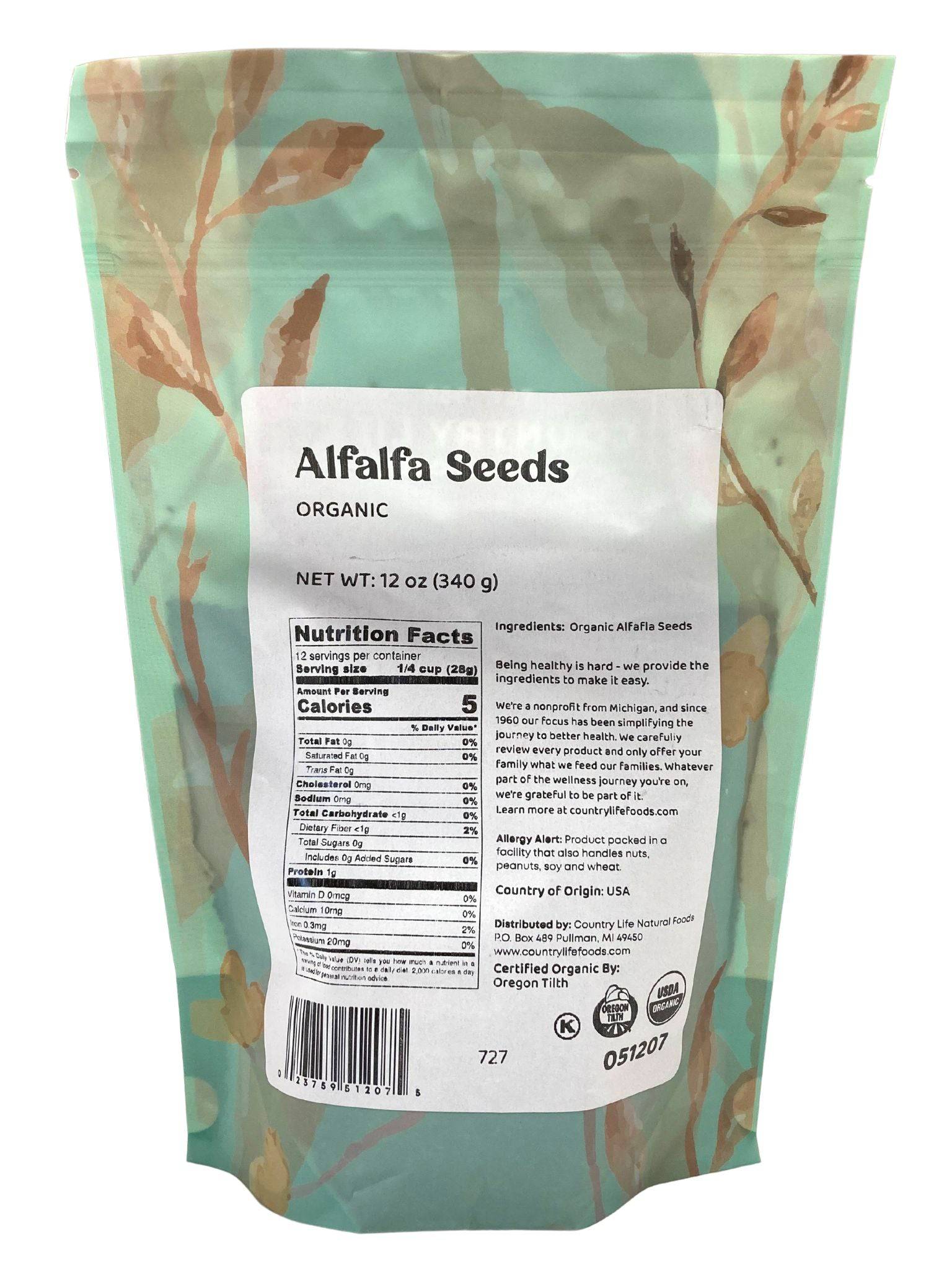 Alfalfa Seeds, Organic by Country Life Natural Foods