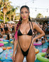 V-Front Suspender Bikini Set Neon Rave Swimwear 