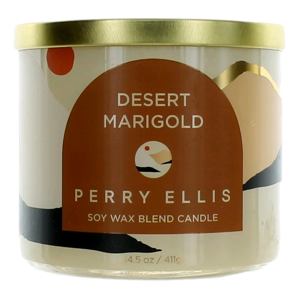 Perry Ellis 14.5 oz Soy Wax Blend 3 Wick Candle - Desert Marigold by Avera Group