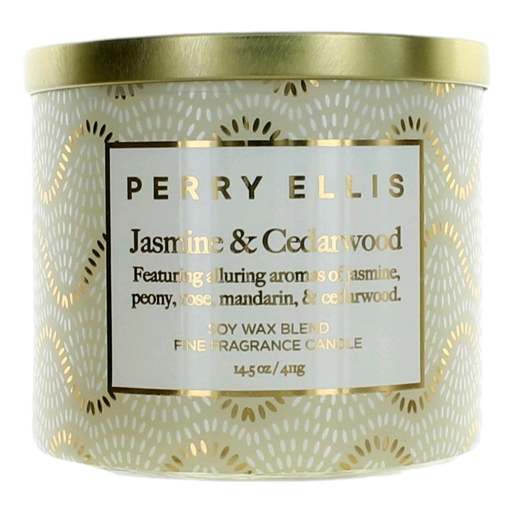 Perry Ellis 14.5 oz Soy Wax Blend 3 Wick Candle - Jasmine &amp; Cedarwood by Avera Group