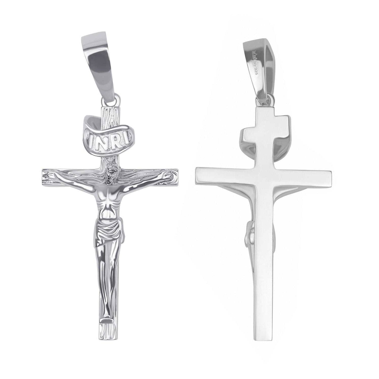 Jesus Crucifix Cross Pendant Solid 925 Sterling Silver