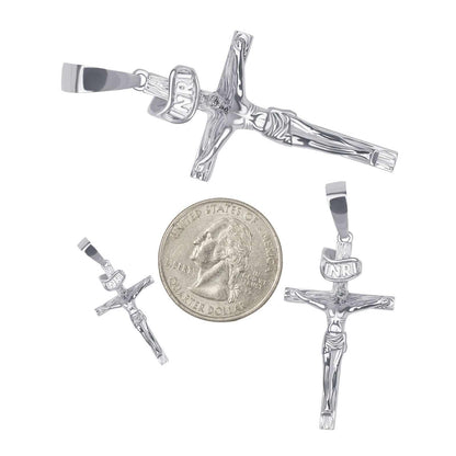 Jesus Crucifix Cross Pendant Solid 925 Sterling Silver