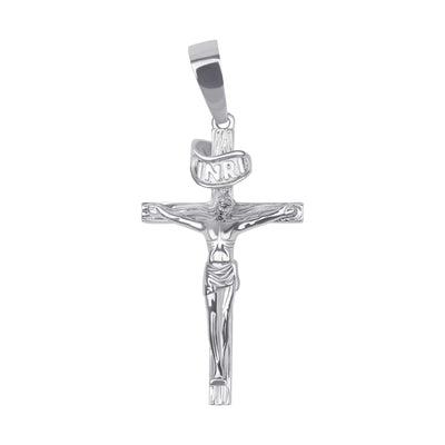 Jesus Crucifix Cross Pendant Solid 925 Sterling Silver 