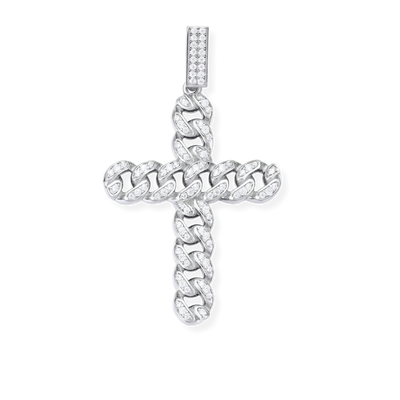 Cuban Link Cross Pendant 925 Sterling Silver - DestGlow