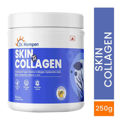 Dr. Morepen Skin Collagen Protein Powder With Hyaluronic Acid, Vitamin C, Sesbania &amp; Biotin - Pineapple Flavour