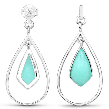 8.80 Carat Genuine Crysopharse .925 Sterling Silver Earrings  DestGlow