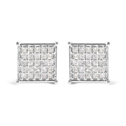 10K White Gold 3/4 Cttw Princess Diamond Composite Stud Earrings (I-J Color, I1-I2 Clarity) by Bids.com