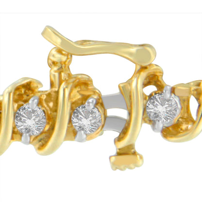 14K Yellow Gold Round Cut Diamond Spiral Link Bracelet (3.00 cttw, H-I Color, SI2-I1 Clarity) by Bids.com