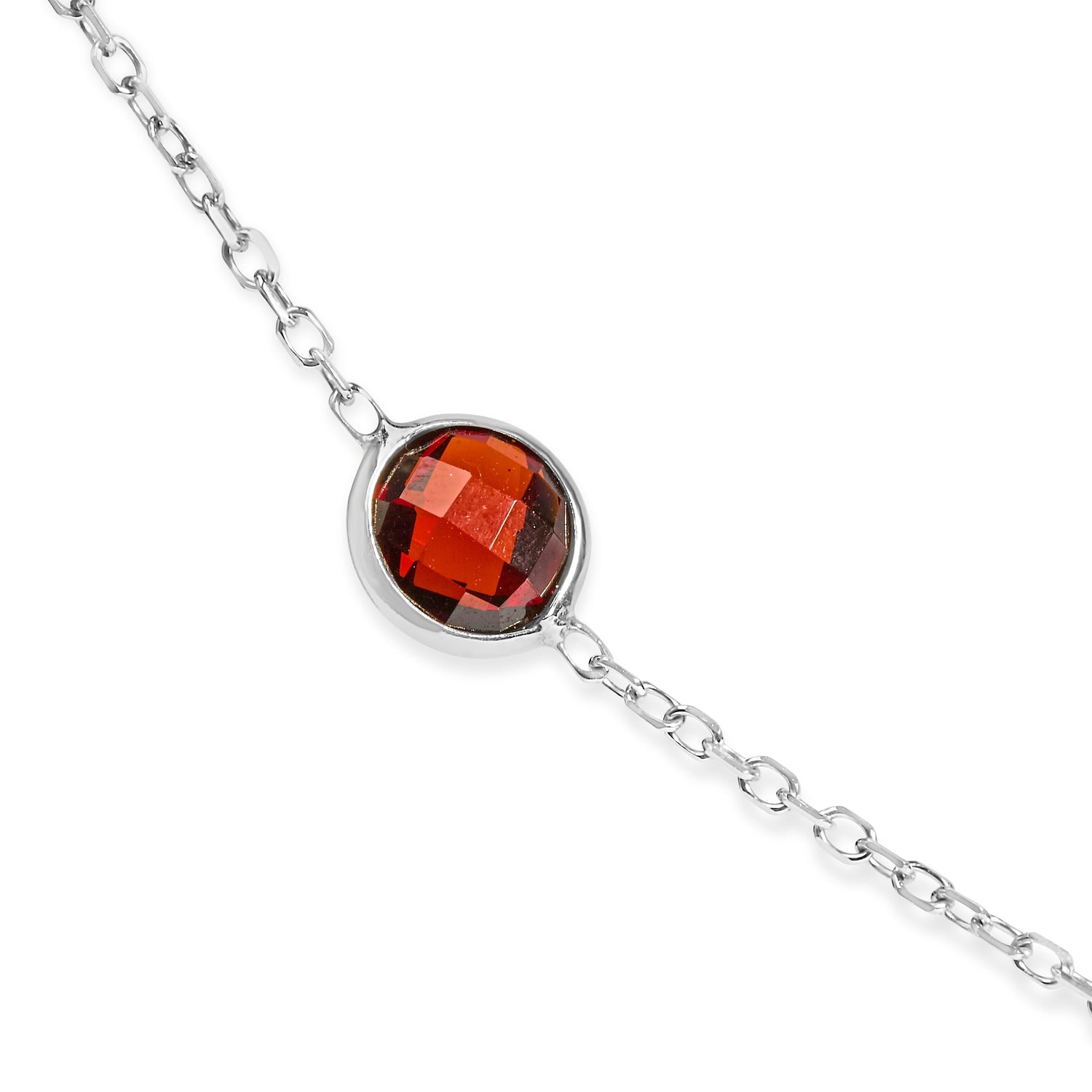 14K White Gold Bezel Set Mixed Gemstone 7 Station Adjustable 18"-24" Necklace  DestGlow