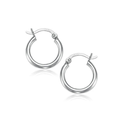 10k White Gold Polished Hoop Earrings (15 mm) by Bids.com