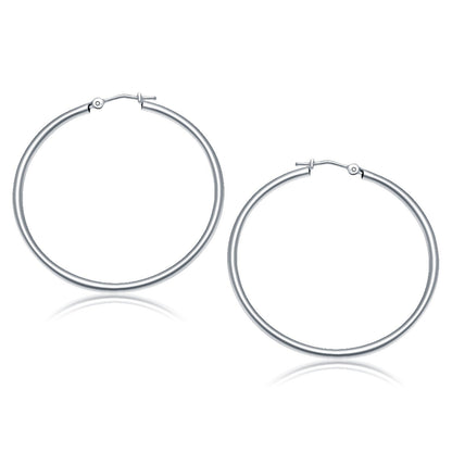 10k White Gold Polished Hoop Earrings (40 mm) by Bids.com