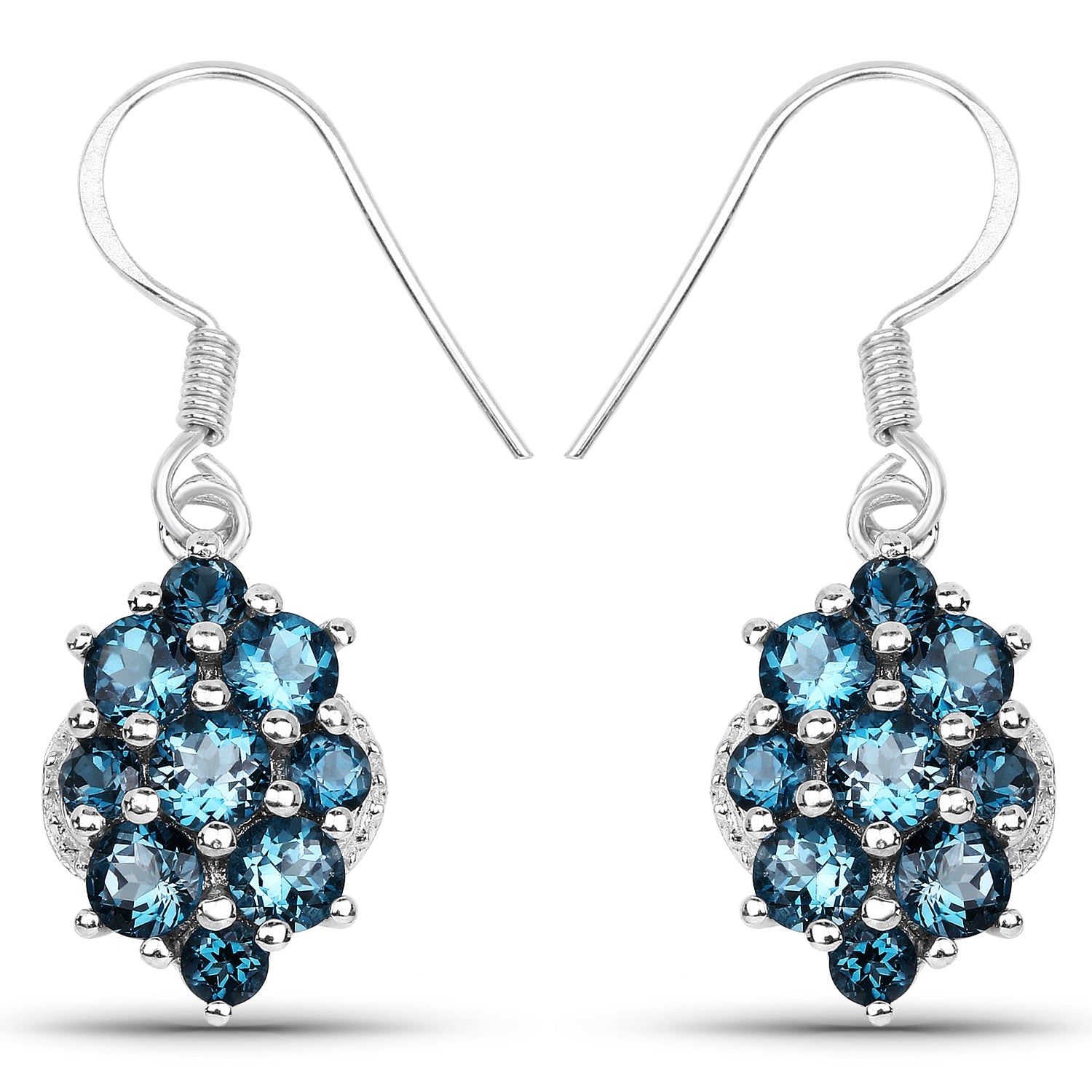 4.32 Carat Genuine London Blue Topaz .925 Sterling Silver Earrings by Bids.com