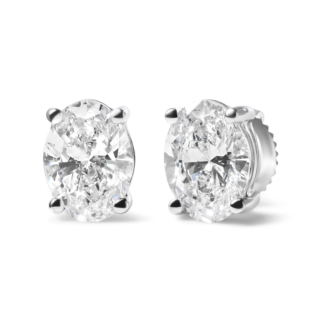 14K White Gold 3/4 Cttw Oval Shape Lab Grown Diamond Solitaire Stud Earrings (F-G Color, VS1-VS2 Clarity) by Bids.com