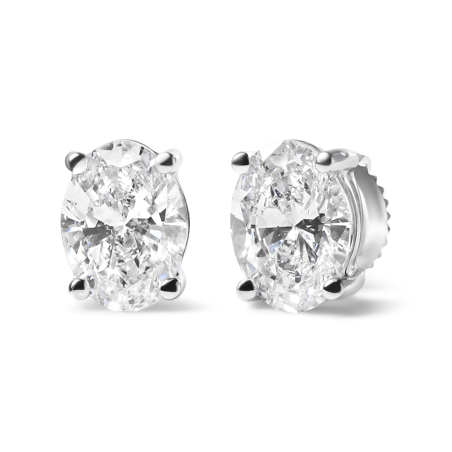 14K White Gold 3/4 Cttw Oval Shape Lab Grown Diamond Solitaire Stud Earrings (F-G Color, VS1-VS2 Clarity) by Bids.com
