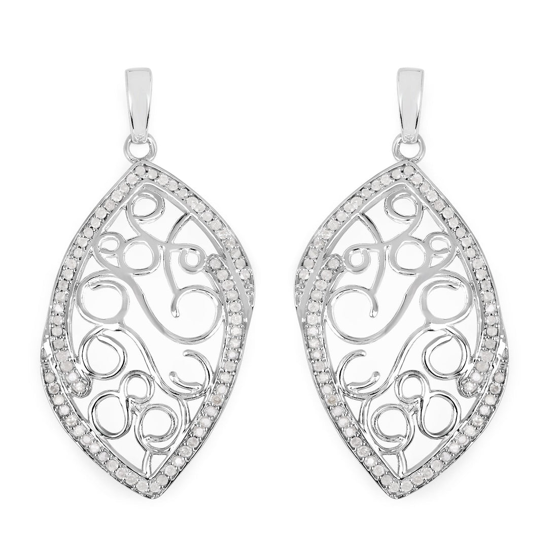 0.73 Carat Genuine White Diamond .925 Sterling Silver Earrings by Bids.com