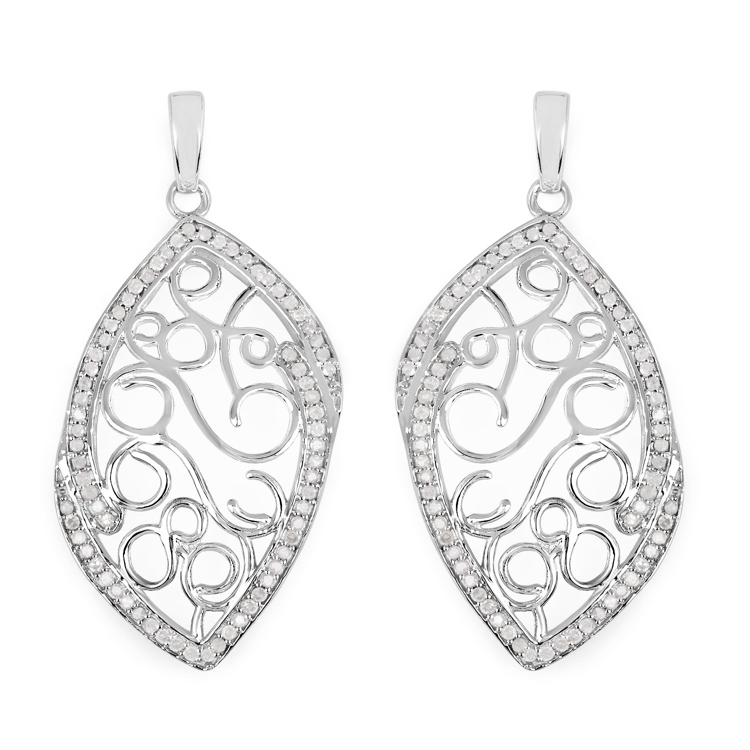 0.73 Carat Genuine White Diamond .925 Sterling Silver Earrings by Bids.com